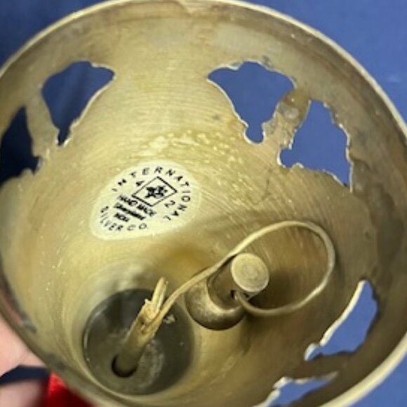 VTG 1999 Handmade Silverplated Christmas Bell Red Bow 5" Tall - Picture 4 of 15